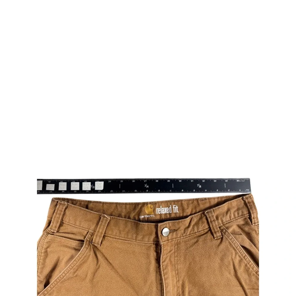 Carhartt Work Pants Mens 34x30 Brown Duck Canvas Rugged Relaxed Fit Workwear
